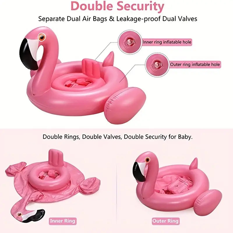 Baby Pool Float With Canopy, Flamingo Inflatable Swimming Ring, Infant Pool Floaties Swimming Pool Sunshade Toys For Baby Girls Boys Toddlers