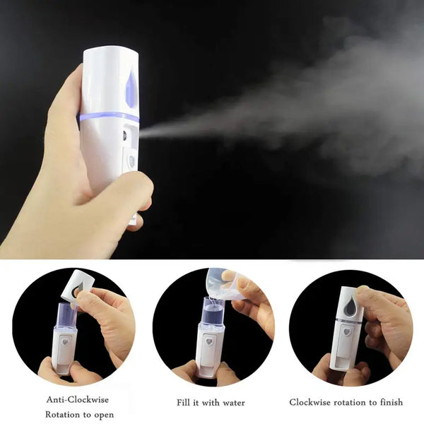 Mini Facial Steamer, Portable Handheld USB Facial Humidifier, Steamer Hydrating Beauty Device For Face Hydrating, Skin Care, Makeup