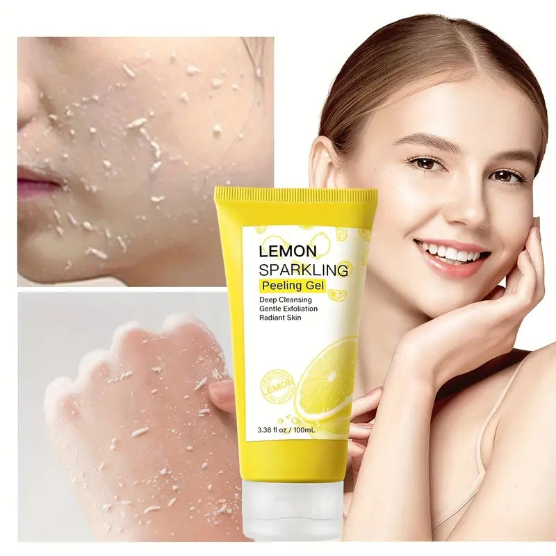 Lemon Sparkling Peeling Gel, Lemon Water And Sparkling Water Skin Purifying Exfoliater, Removes Dead Cells, Sebum Clear Pore Care, Soothing & Refreshing
