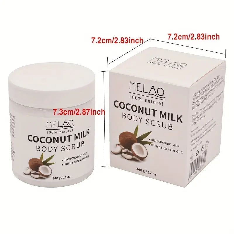 1pc Coconut Oil Milk Exfoliating Body Scrub, Skin Whitening Shrink Rich 340g Bath Body Foam Cleaning Acne Body Scrub