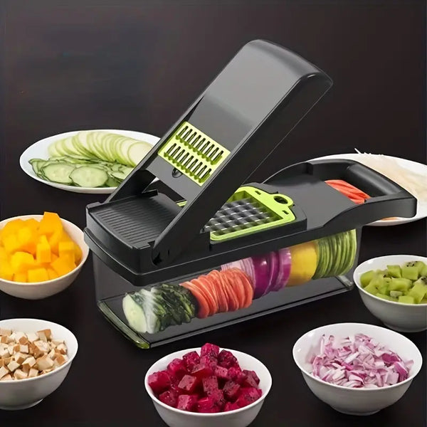 Vegetable Chopper, Multifunctional Fruit Slicer, Handle Food Grater, Vegetable  Slicer, Cutter With Container, Onion Mincer Chopper With Multiple  Interchangeable Blades, Household Potato Shredder, Kitchen Gadgets,  Chrismas Halloween Gifts - Temu