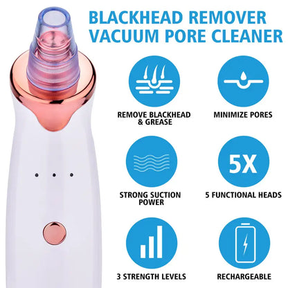 Blackhead Remover Pimple Acne Removal Blackhead Vacuum Tool Skin Care Pore Cleaner Mutifunctional