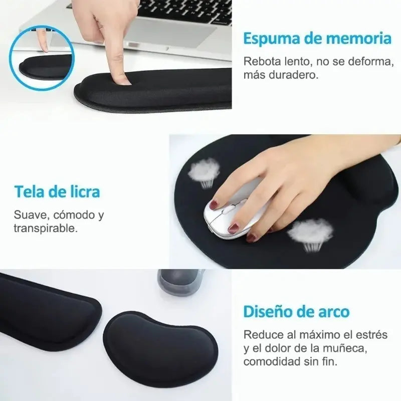 3-in-1 Gaming Mouse Mat Keyboard Pad Ergonomic Wrist Support Rest Cushion Memory Foam Non-slip Rubber Mice Mat For PC Laptop