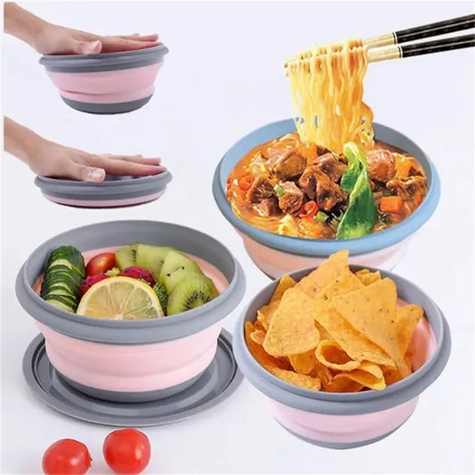 3pcs/set Portable Folding Bowl Telescopic Collapsible Salad Bowl For Kitchen Outdoor Camping Tableware Folding Lunch Box