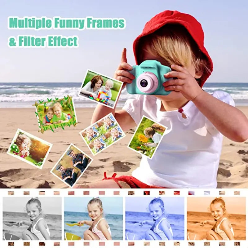 1080P Kids Digital Camera, Color Toy Kids Rechargeable Camera With 2 Inch Screen 13MP With 32G SD Card