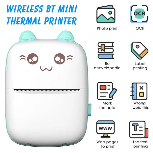 Portable Mini Printer Pocket Thermal Printer BT Wireless Smart Printer For Photo Picture Office Receipt Label Note QR Code Inkless Printing With IOS Android APP