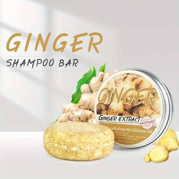 Ginger Hair Regrowth Shampoo Bar, Organic Ginger Polygonum Shampoo Soap, 100% Natural Darkening Shampoo Bar