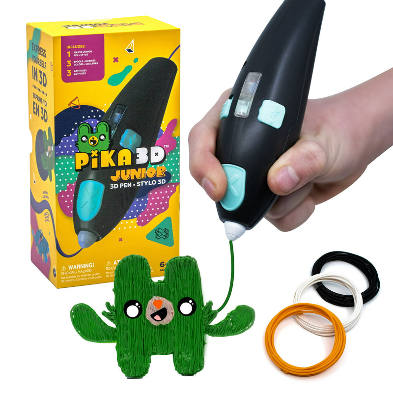 PiKA3D Junior 3D Printing Pen for Kids Ages 6+ - Ready to use and Child safe 3D Pen with no hot parts, FREE Refills Included