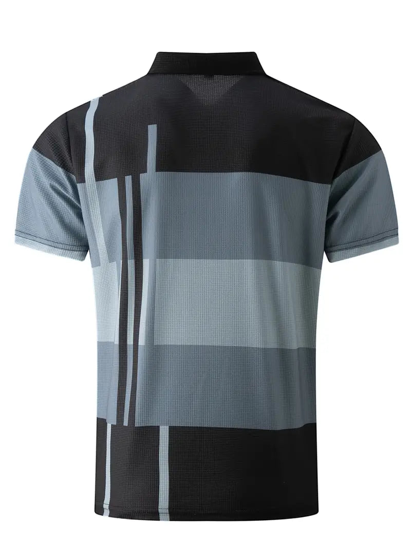 Men's Color Block Stripe Comfy Trendy Polo Shirt For Summer