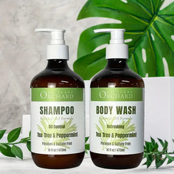 Tea Tree Peppermint Essential Oil Shampoo For Itchy Scalp, Dandruff And Acne, Moisturizing Shower Gel Refreshing Body Wash For Women And Men