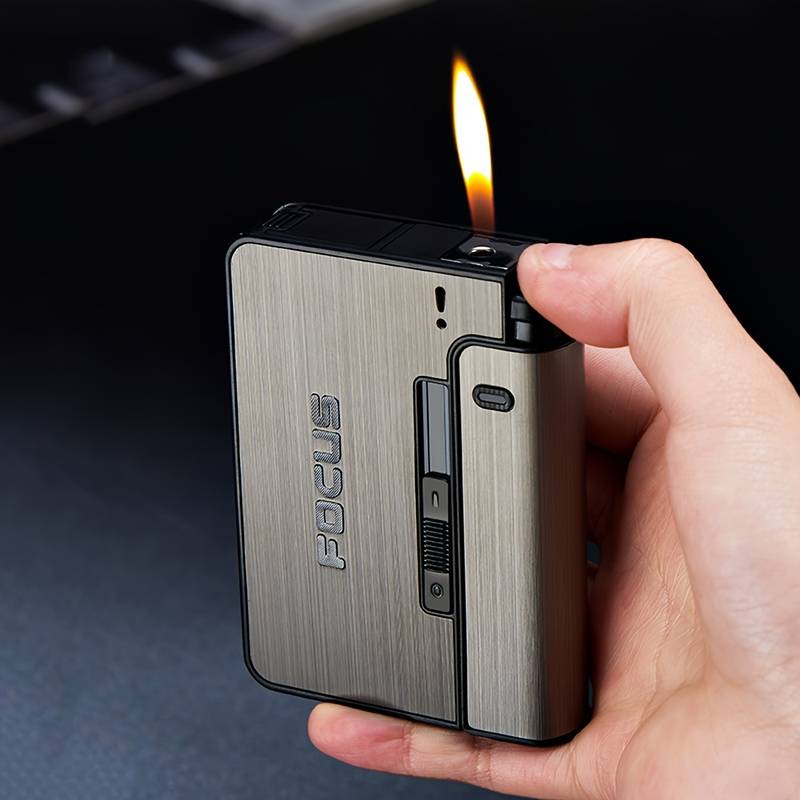 1pc Portable Men's Tobacco Lighter Integrated Tobacco Box