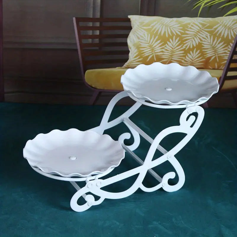 1pc, Plastic Dessert Stands, Plastic Candy Cake Stand For Living Room, Cupcakes, Snack Plate, Home 2/3 Tier Fruit Bowl