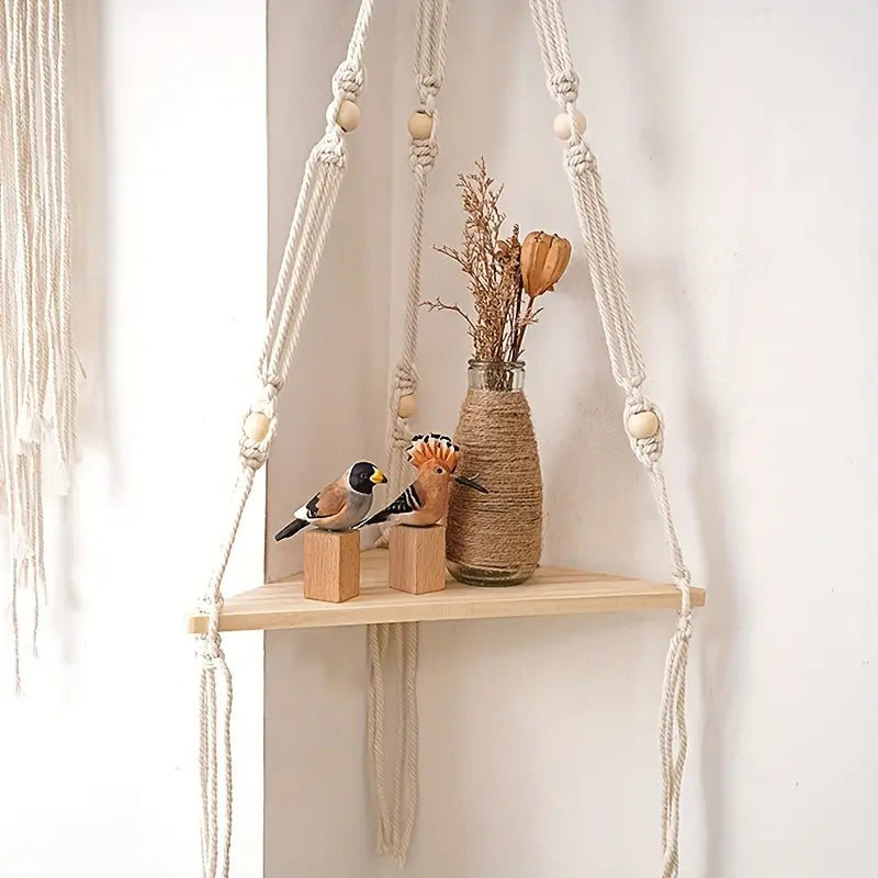 Bohemian Hand-woven Tapestry Triangle Wall Hanging Rack - Add a Touch of Boho Style to Your Home Decor!