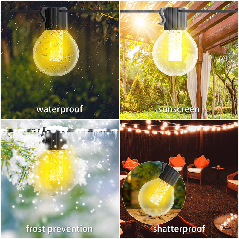 Avatar Controls Solar Smart String Lights Outdoor 25Ft 15 Bulbs Globe G40 LED with Remote and App Control Music Sync Color Changing Waterproof for Room Home Party Gazebo Yard Garden Tree Decorations