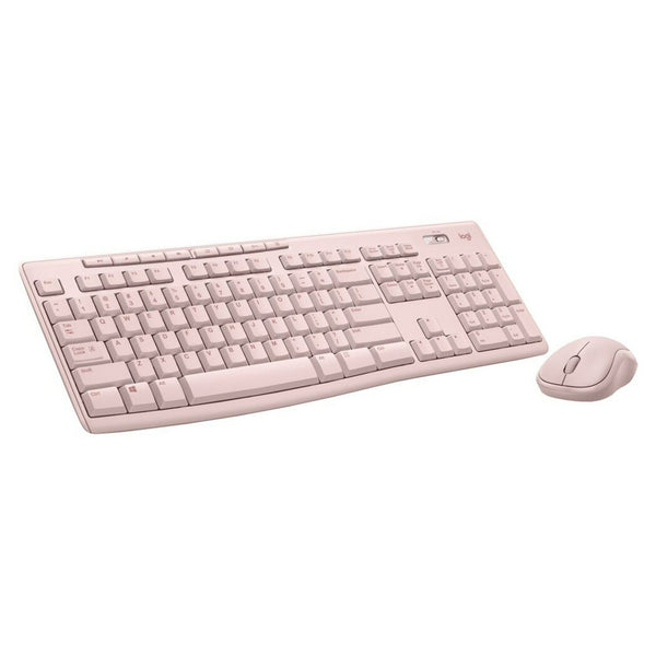 Logitech Wireless Keyboard and Mouse Combo for Windows, 2.4 GHz Wireless, Compact Mouse, Rose S