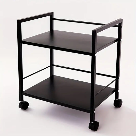 1pc 2/3-layer Metal Flat Cart, Floor Mounted Movable Organizer Cart, Storage Rolling Storage Cart With Wheels