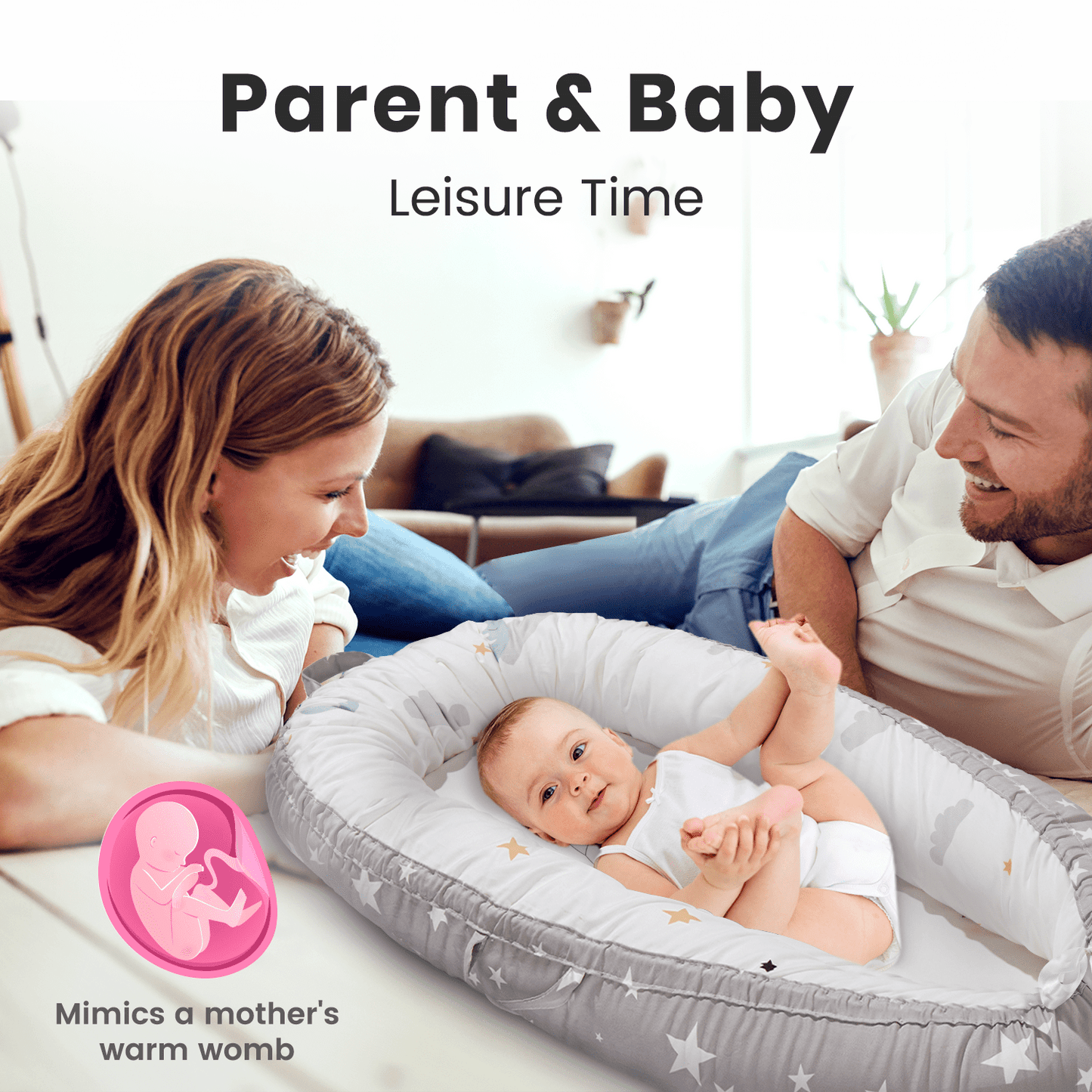 Baby Lounger Pillow - Newborn Lounger for 0-12 Months, Breathable & Portable Infant Lounger Pillow - Adjustable Cotton Soft Baby Floor Seat for Travel, Baby Newborn Essentials Must Haves