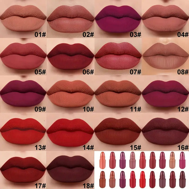 18pcs Mini Capsule Lipstick Set , Long Lasting High Pigmented Matte Finish Lipstick Set