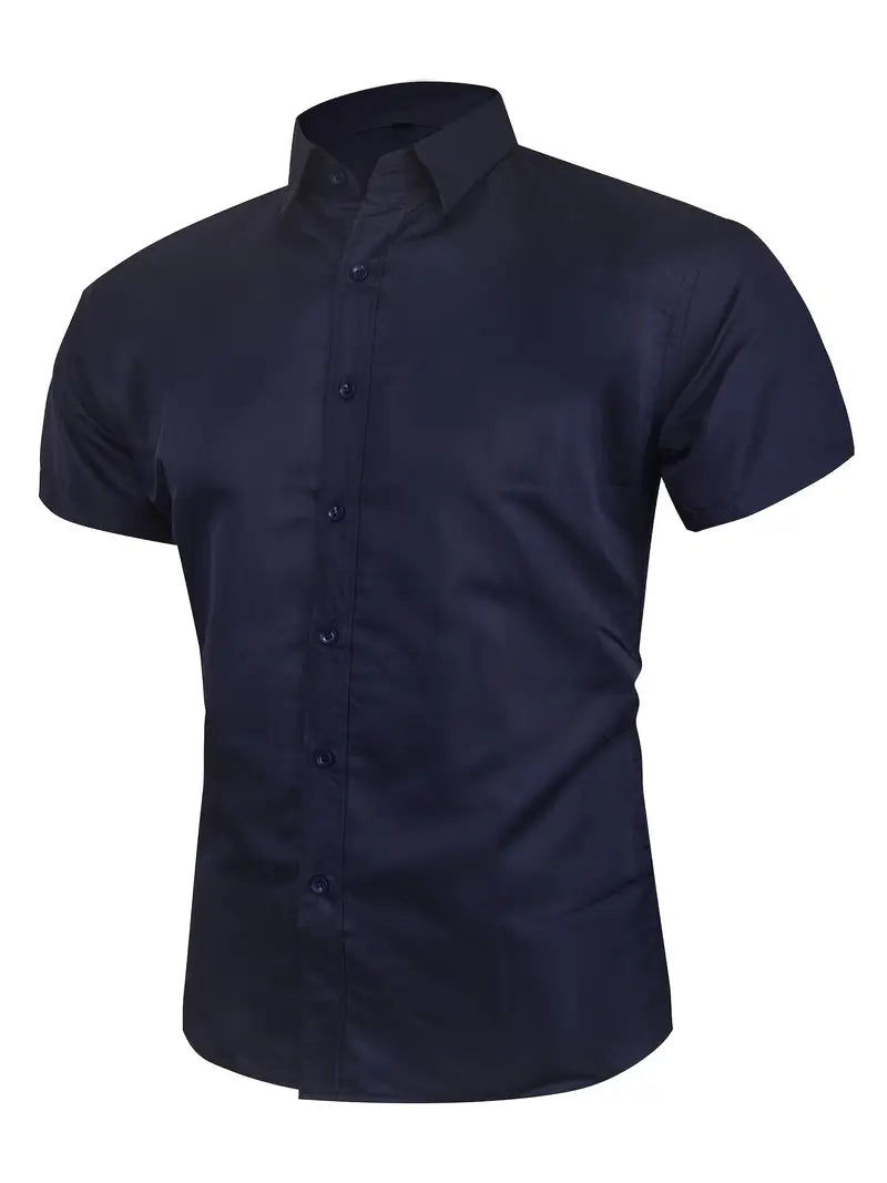 Business Formal Shirt Men's Short Sleeved Button Up Shirt
