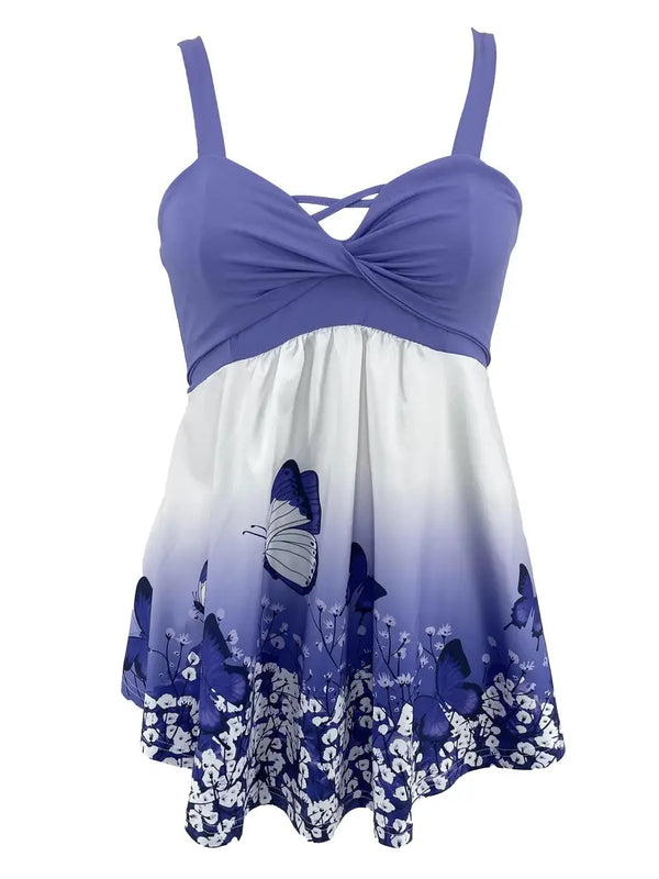 Butterfly Print Sleeveless Cami Vest, Casual Every Day Top For Summer & Spring, Women's Clothing