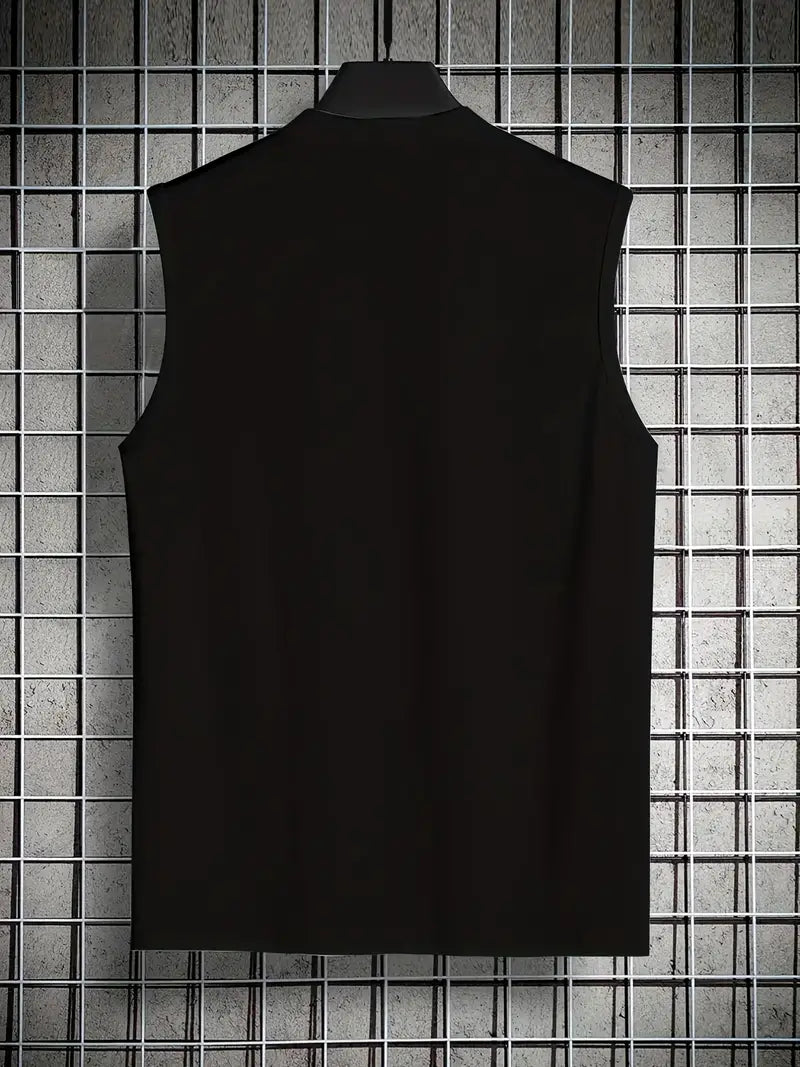 'Chicago' Round Neck Breathable Vest, Casual Sports Sleeveless Tank Tops, Men's Summer Clothing
