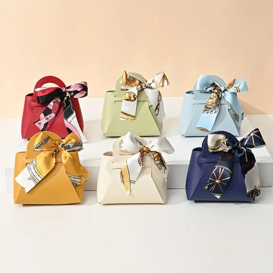 Leather Gift Bags Bow Ribbon Packaging