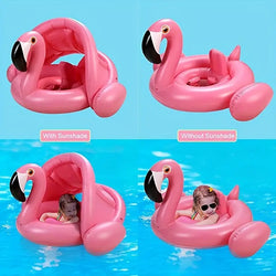 Baby Pool Float With Canopy, Flamingo Inflatable Swimming Ring, Infant Pool Floaties Swimming Pool Sunshade Toys For Baby Girls Boys Toddlers