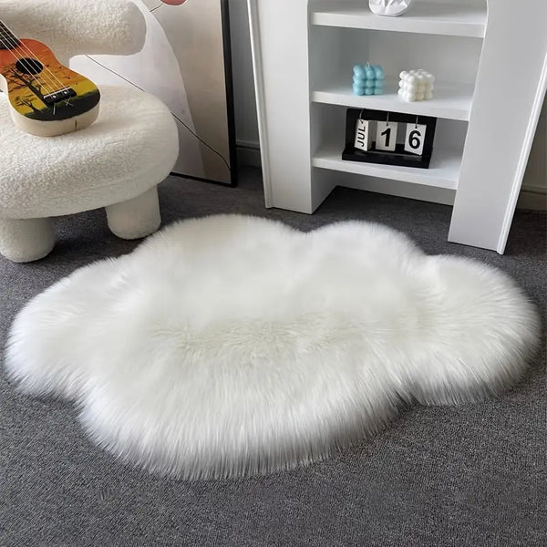 Luxurious Cloud-Shaped White Plush Area Rug - Perfect for Living Room, Bedside, and Sofa Floors!
