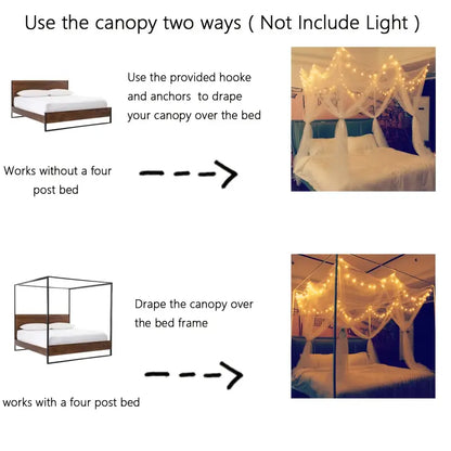 Transform Your Bedroom or Living Room with a Magical 1pc Bed Canopy with Star String Lights!