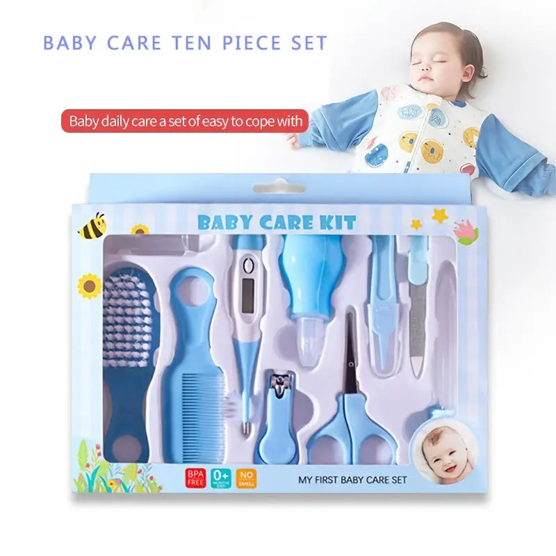 7.7810pcs/set Baby Care Kit, Baby Thermometer Nasal Inhaler Combination Set, Baby Safety Nail Clippers, Comb Brush, Baby Medicine Feeder
