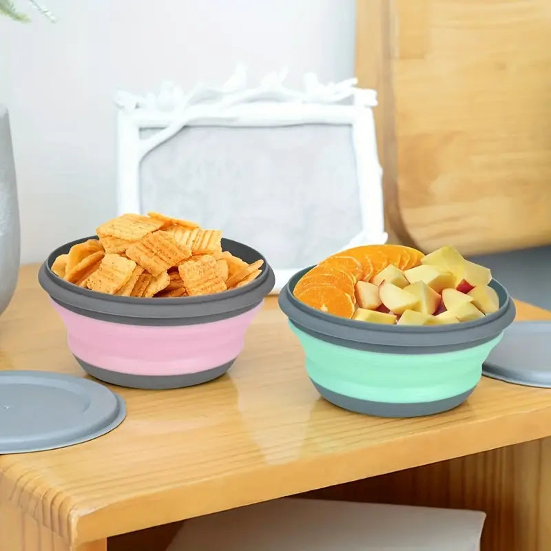 3pcs/set Portable Folding Bowl Telescopic Collapsible Salad Bowl For Kitchen Outdoor Camping Tableware Folding Lunch Box