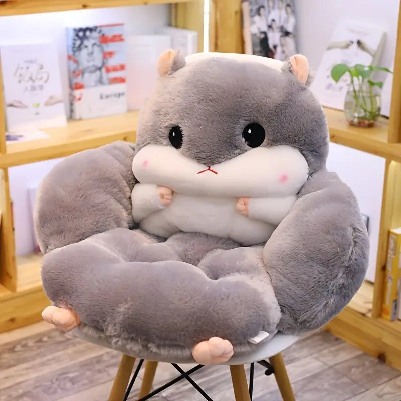 Cute Seat Cushion Hamster Shape Lazy Sofa, Cozy Warm Skin-Friendly Plush Office Chair Pads, Integrated Thickened Reading Pads