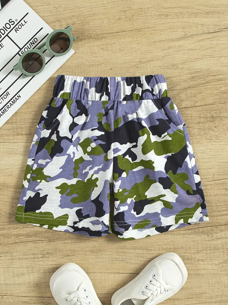 Boys Casual Camouflage Print Comfortable Shorts For Summer