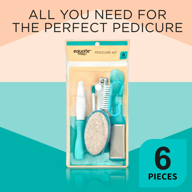 Equate Personal Foot Care Pedicure Kit with Storage Pouch, 6 Pieces
