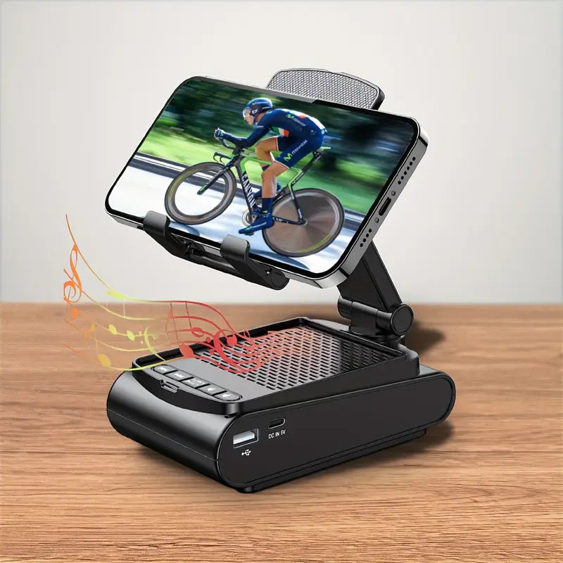 Cell Phone Stand With Wireless Speaker And Non-slip Base, Suitable For Indoor And Outdoor And Desktop, Dad's Gifts, Gifts For Family And Friends, Portable Mobile Phone Stand Speaker For Party Camping