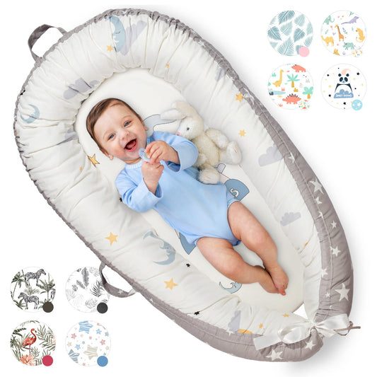 Baby Lounger Pillow - Newborn Lounger for 0-12 Months, Breathable & Portable Infant Lounger Pillow - Adjustable Cotton Soft Baby Floor Seat for Travel, Baby Newborn Essentials Must Haves