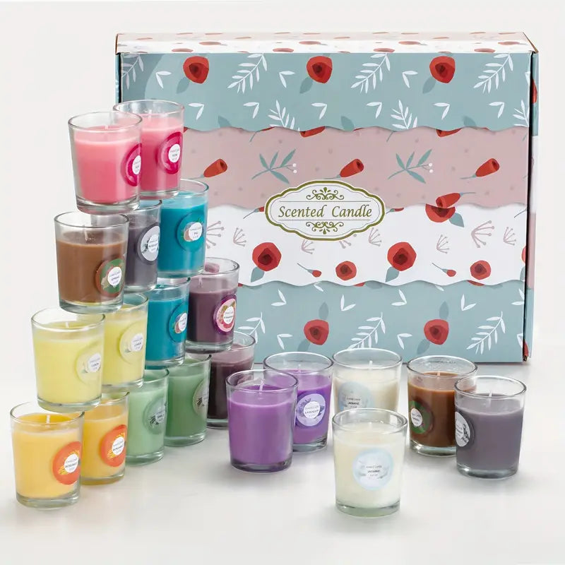 20pcs/set Large Bean Wax Fragrance Fragrance Candle Gift Box Set, 10 Fragrances