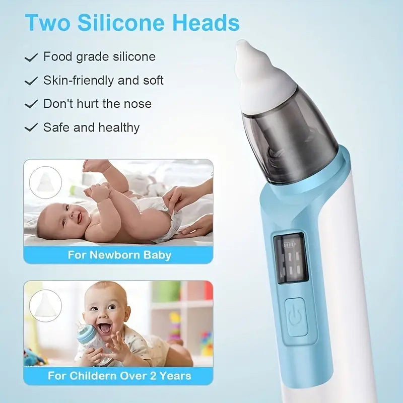Baby Nasal Aspirator, Baby Nose Sucker Electric Nose Cleaner With 6 Suction Levels And 2 Sizes Silicone Tips, Anti-backflow Nose Vacuum Cleaner