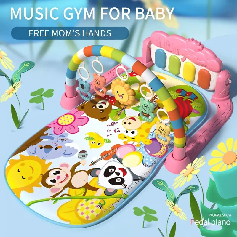 Baby Play Mat Baby Gym, Piano Tummy Time Baby Activity Gym Mat With 5 Infant Learning Sensory Baby Toys, Music And Lights