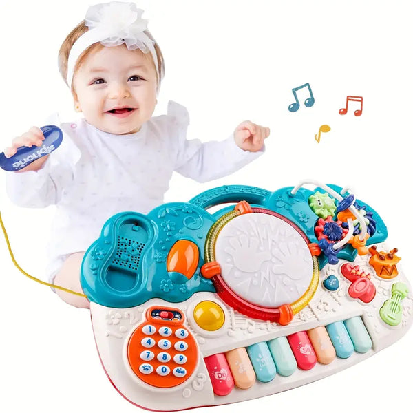 6-in-1 Light Up Phone Drum Keyboard Piano Set, Musica Baby Toys For 12 To 18 Months Toddlers