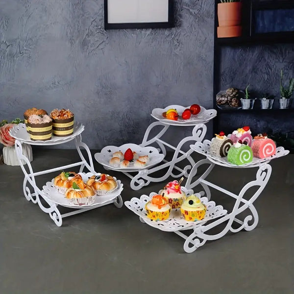 1pc, Plastic Dessert Stands, Plastic Candy Cake Stand For Living Room, Cupcakes, Snack Plate, Home 2/3 Tier Fruit Bowl