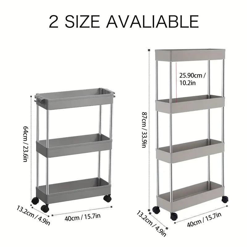 1pc Countertop Seam Storage Shelf, Floor To Floor Multi-layer White Removable Trolley, Slot Storage Shelf, Bathroom Storage Shelf