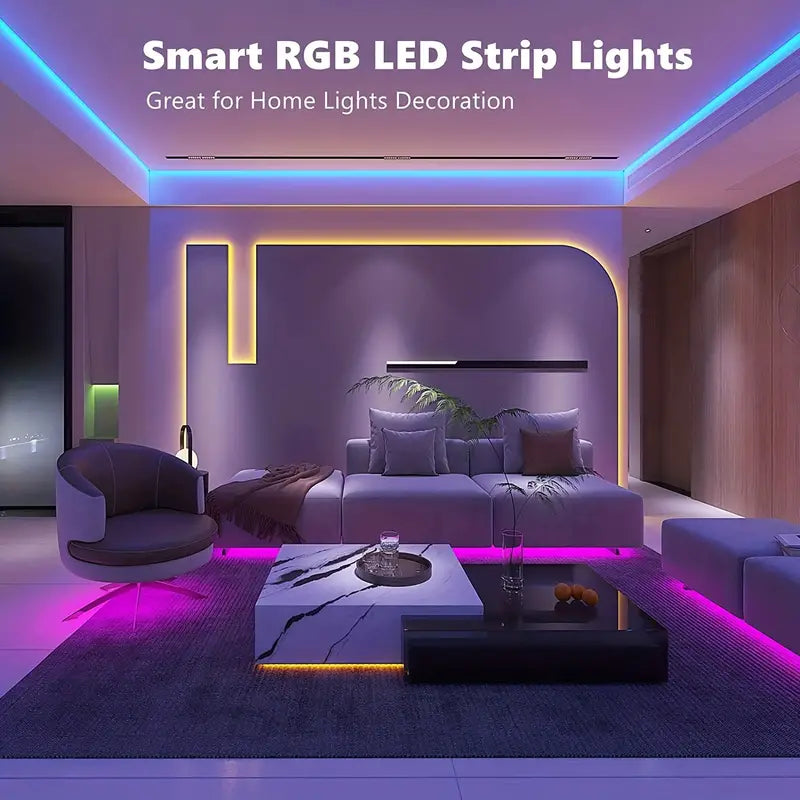 Transform Your Home with 100ft of Color-Changing LED Strip Lights - Smart App Control & Music Sync!