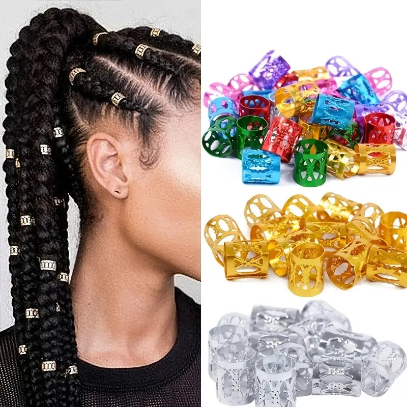 100pcs Stylish Dreadlocks Beads & Hair Rings - The Perfect Hair Accessory for Braided Hair!