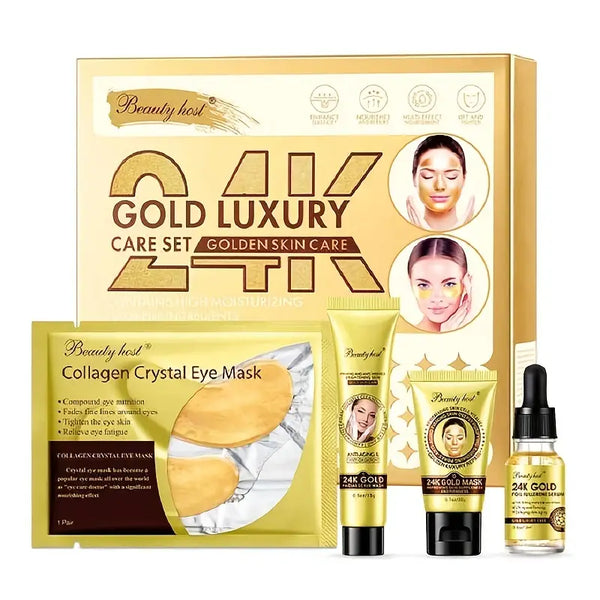 Golden Luxurious Skin Care Set, Including Golden Mask Cream, Collagen Crystal Eye Mask