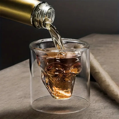 1pc, Creative Double Glass Skull Cup Coffee Cup
