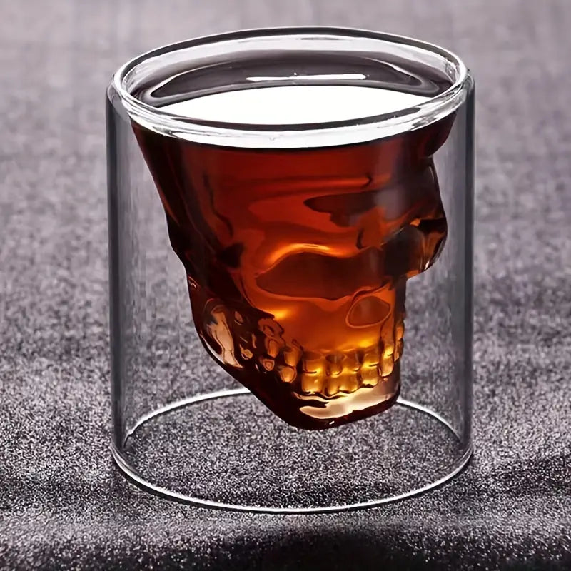 1pc, Creative Double Glass Skull Cup Coffee Cup