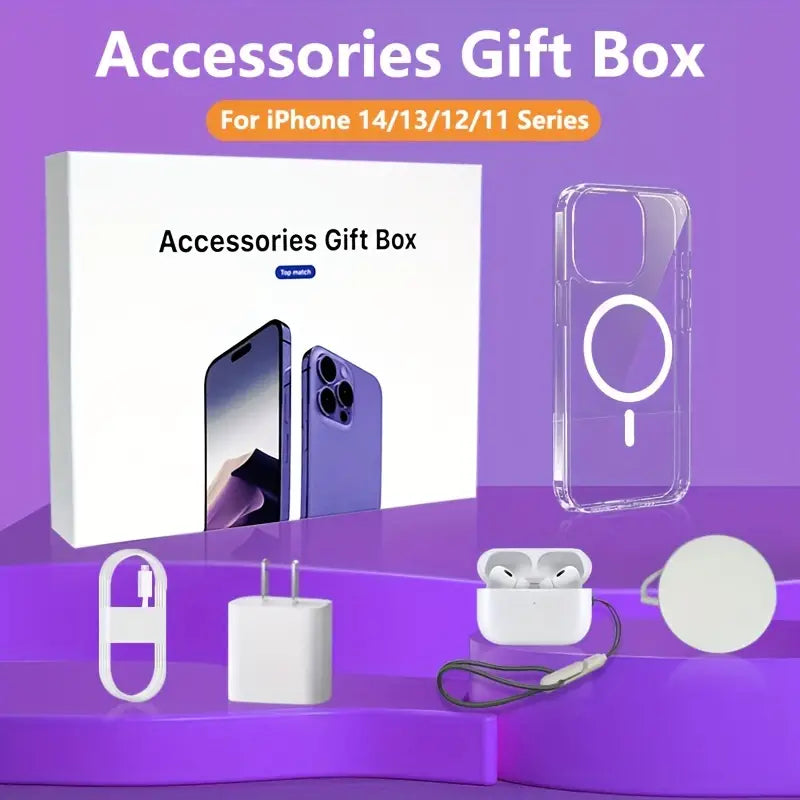 Mobile Phone Accessories Gift Box Five-piece Set (Suitable For Apple Mobile Phones) With Fast Charger