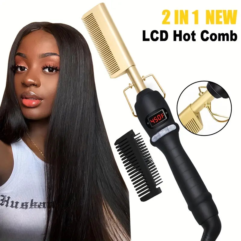 Upgrade Your Hair Styling Routine with This Professional High Heat Ceramic Hair Press Comb!