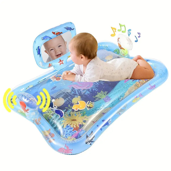 Tummy Time Water Mat With Mirror Inflatable Gift Toy For 0 3 6 9 12 Month Baby Boy Girl